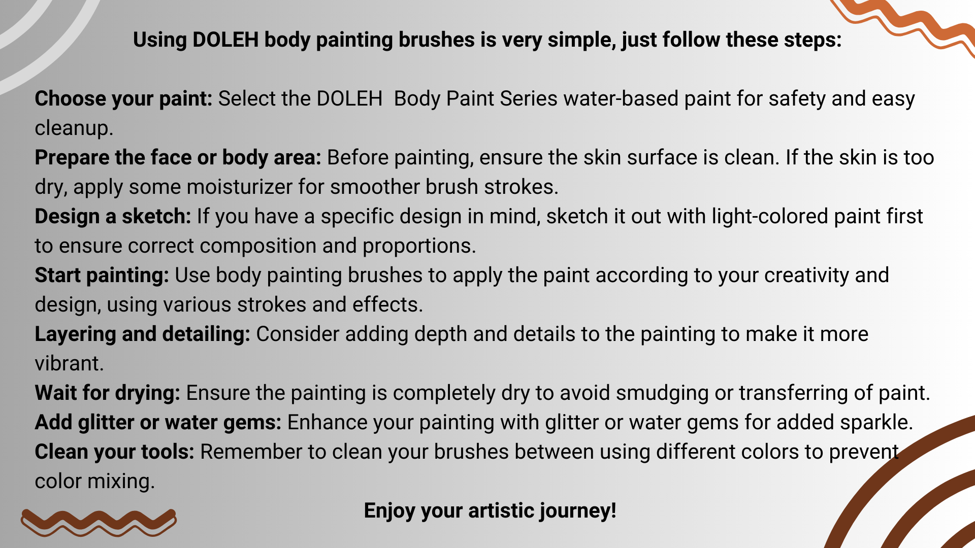 DOLEH professional body painting brushs set