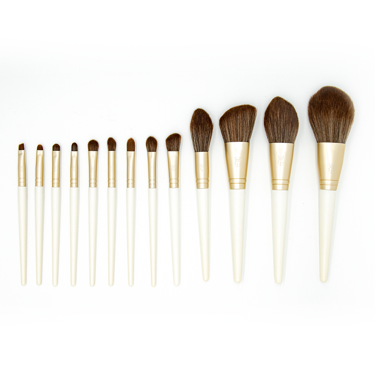 Lightweight Champagne Gold Travel Makeup Brush Set  （ 13pcs )