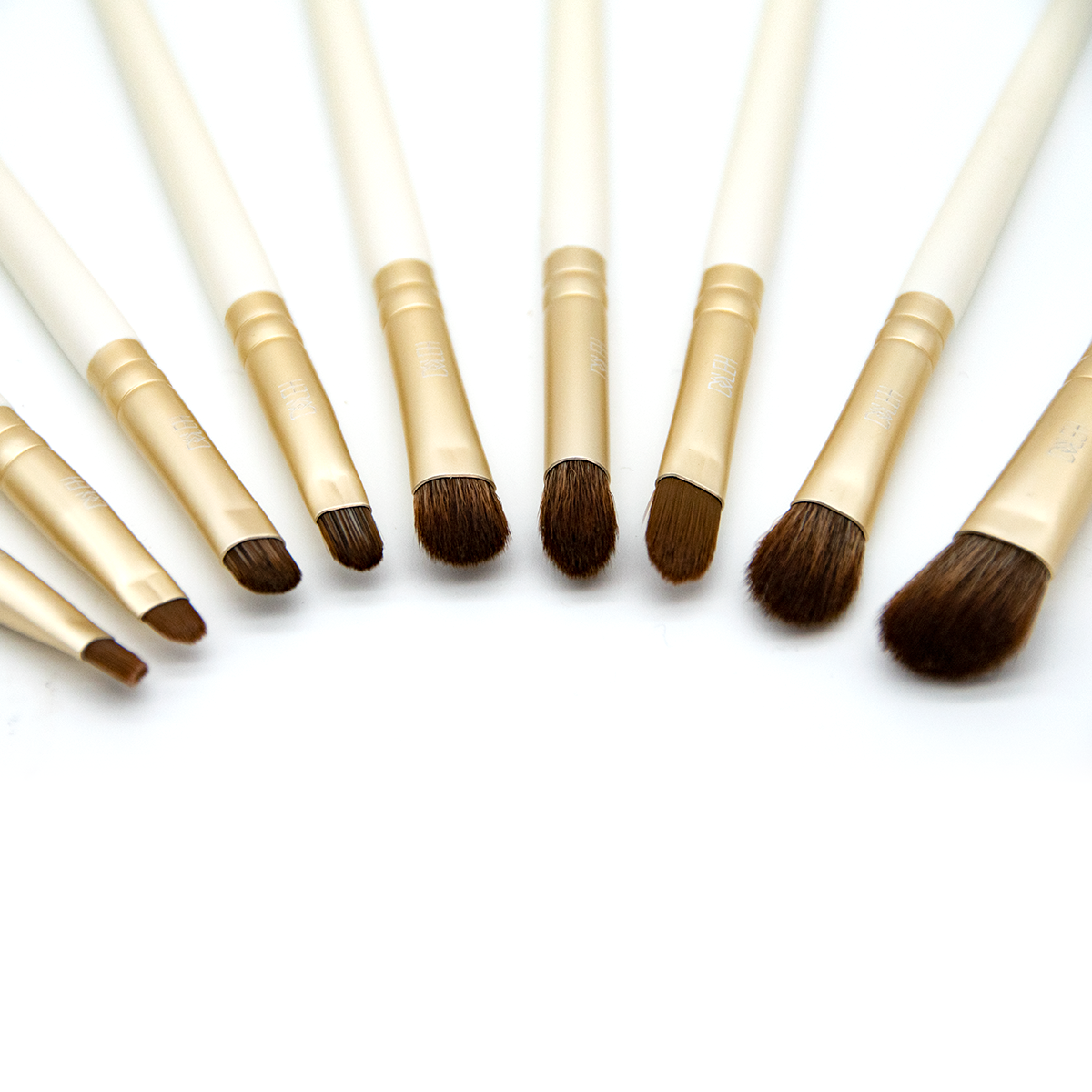 Lightweight Champagne Gold Travel Makeup Brush Set  （ 13pcs )